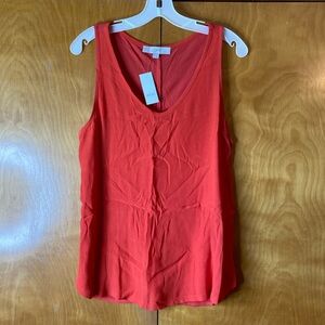 LOFT Orange Sleeveless V-Neck Top. Size M